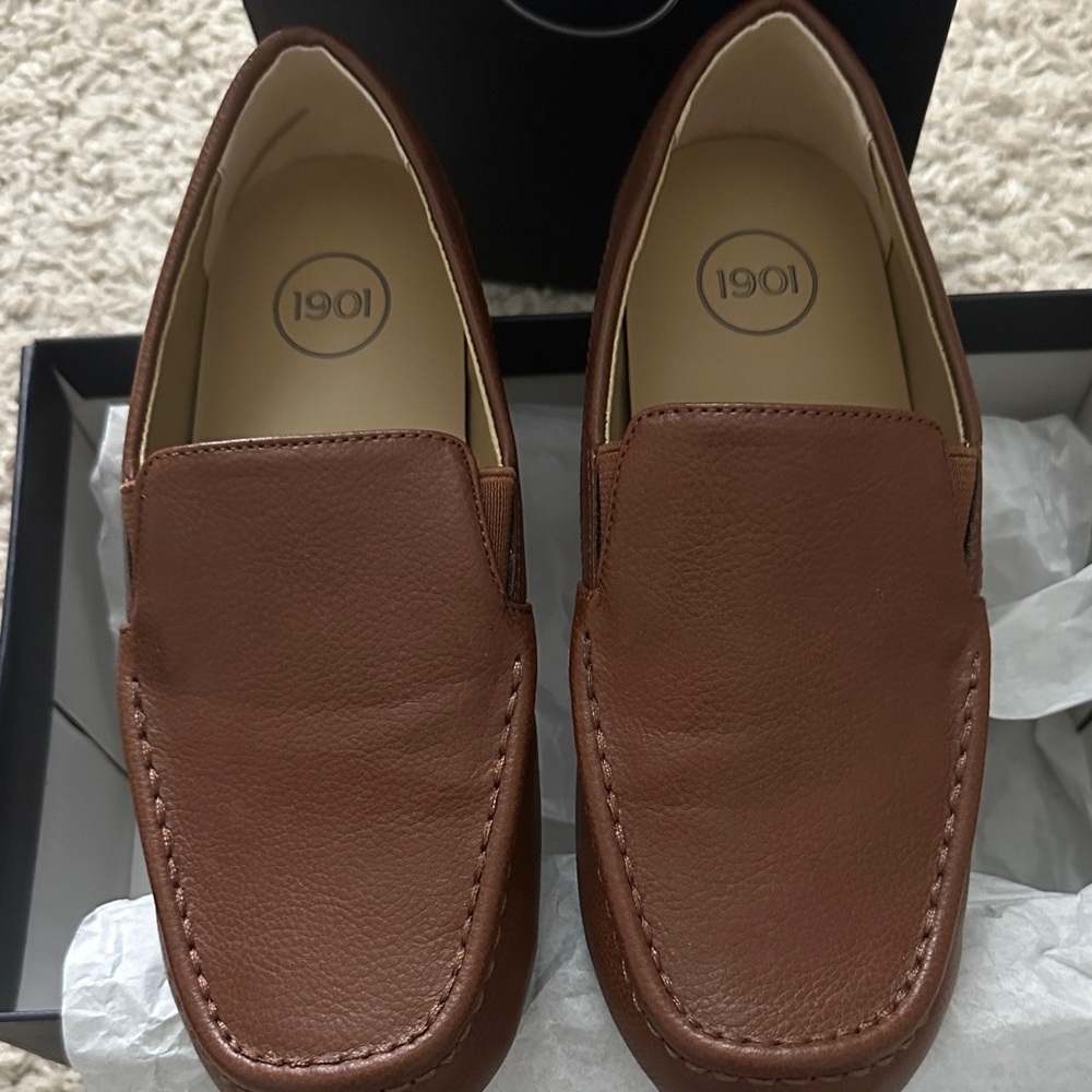 1901 Kids Tan Leather Loafers